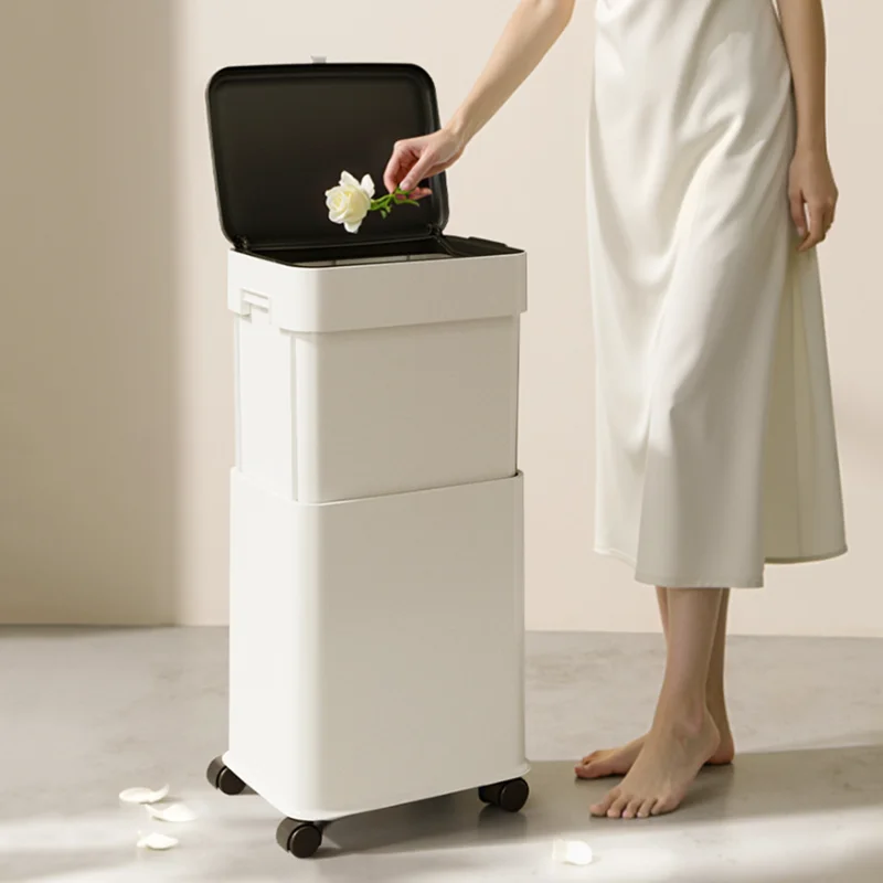 Bathroom Trash Can Household Trash Cans Removable Kitchen Large Capacity Wastebin Freely Adjustable with Lid Garbage Containers