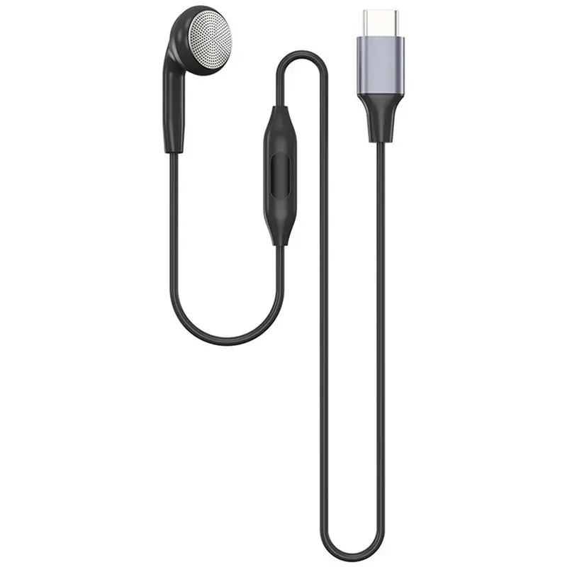 DT75BG Type C Single Earbud with Mic, Wired Mono Earphone Inline Control Sleep Headphone for Driving, Calls, Work