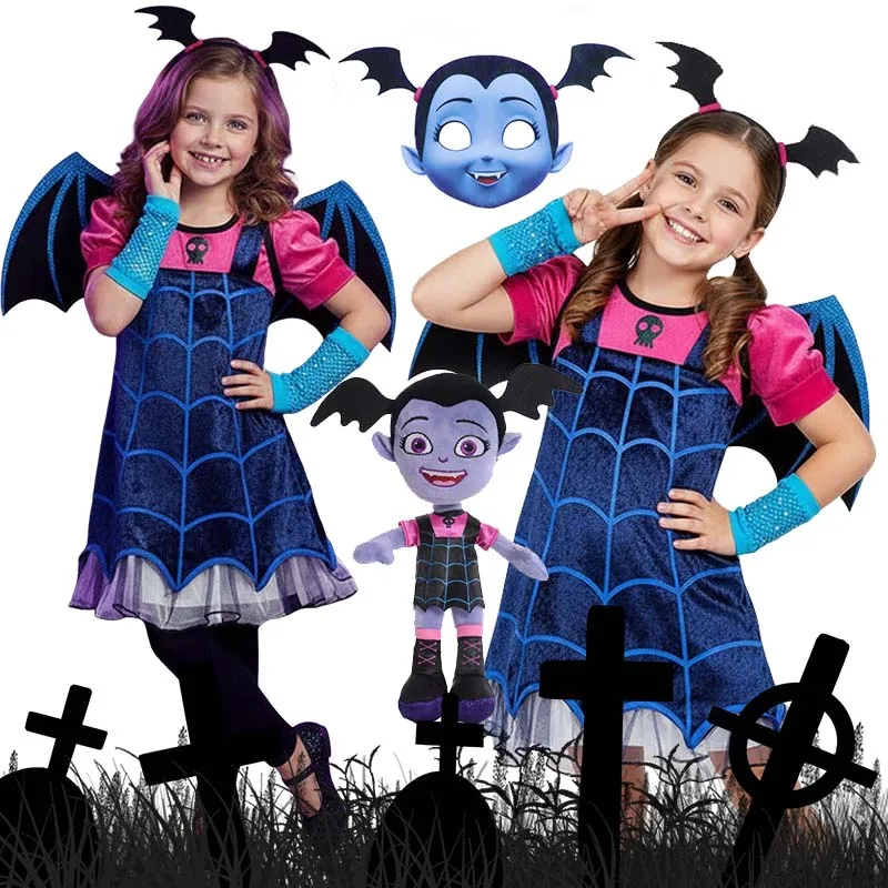 Vampirina Cosplay Dress for Kid Girl Princess Clothes Charms Dress Up Christmas Halloween Costume Children Carnival Party Outfit