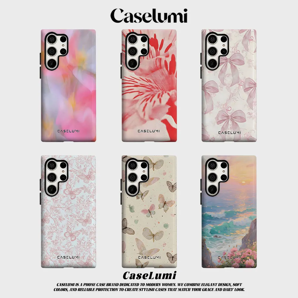 Blurred Tulips For Samsung Galaxy Phone Case S23 S20 S25 FE S24 Plus S26 Ultra 2-IN-1 Shockproof Bumper Hard PC