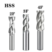 HSS Milling Cutter 2 3 4 Flute High Speed Steel End Mill Machine CNC Tool 3-20mm For Process Steel Aluminum Copper