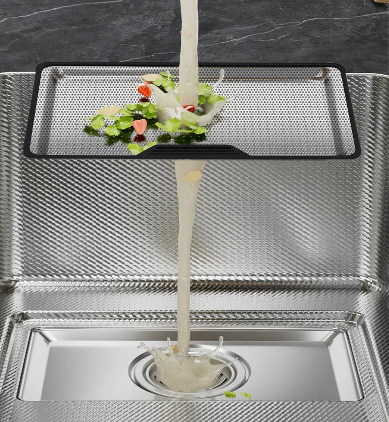 Cross-border stainless steel sink large single tank slag collection 304 dishwashing pool household countertop