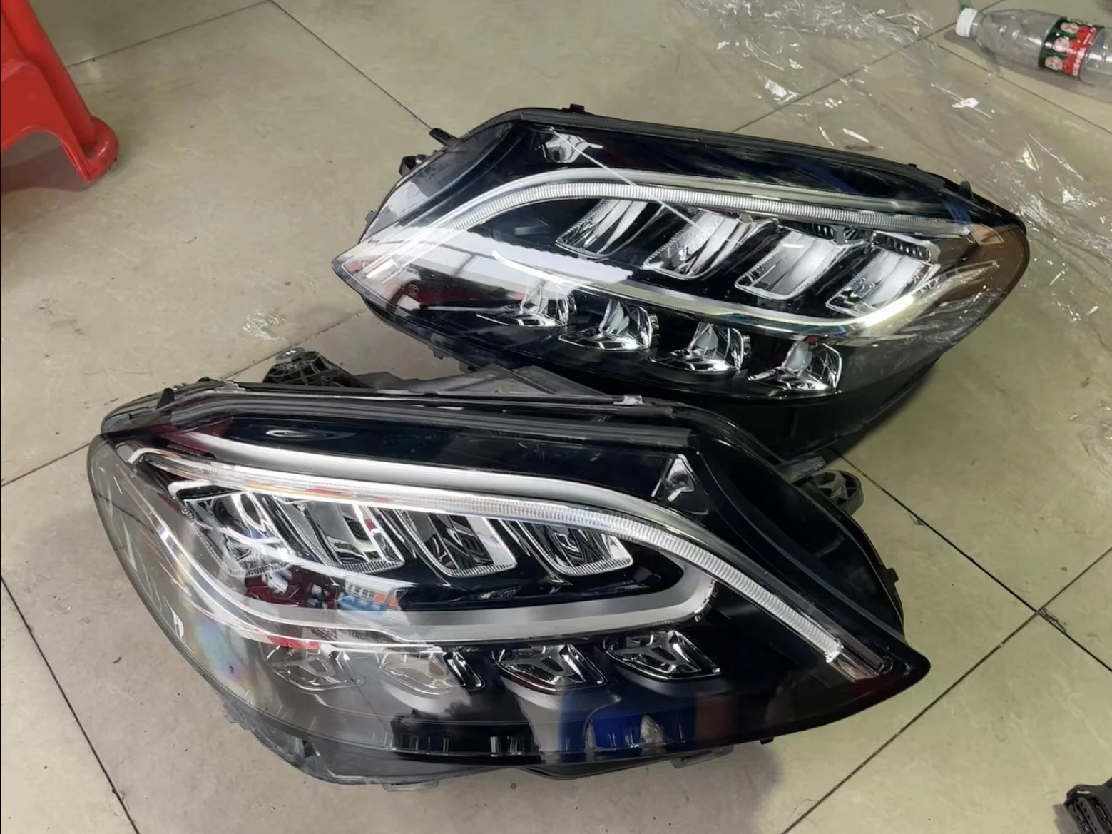 For Mercedes-Benz C Headlight 2019-2023 W205 C-Class LED Headlamps Half Assembly Upgrade And Modification car accessory