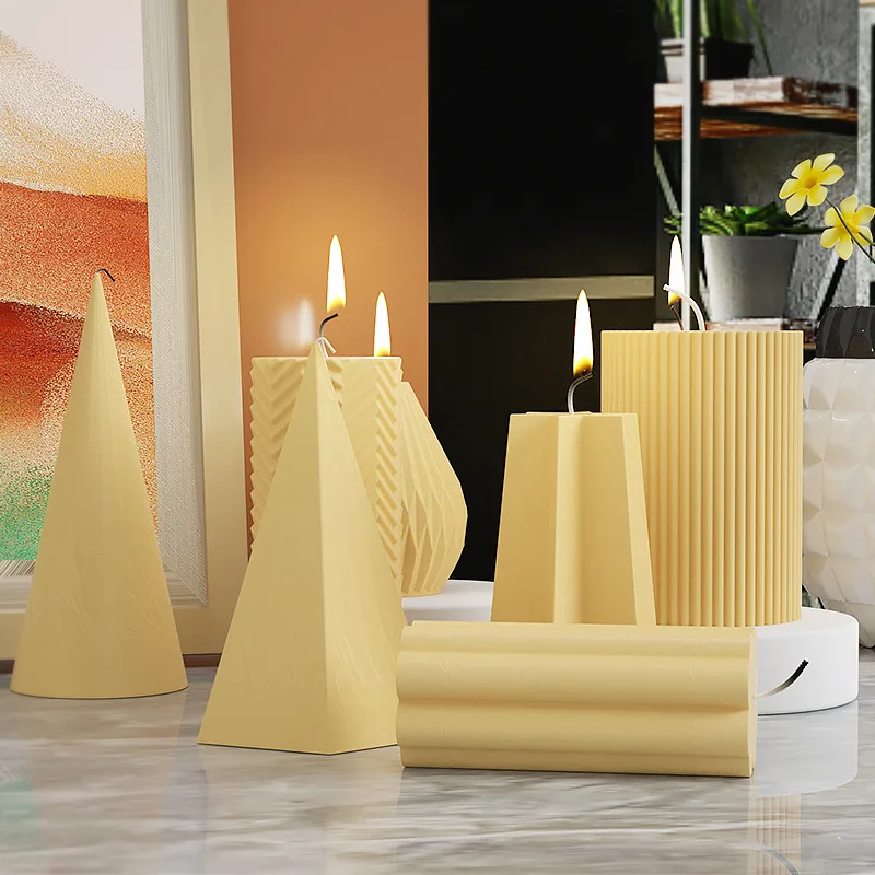 Cilindro stampo per candele in Silicone candele a righe fai da te Spire geometrico che fa gesso stampi in resina epossidica decorazioni per la casa