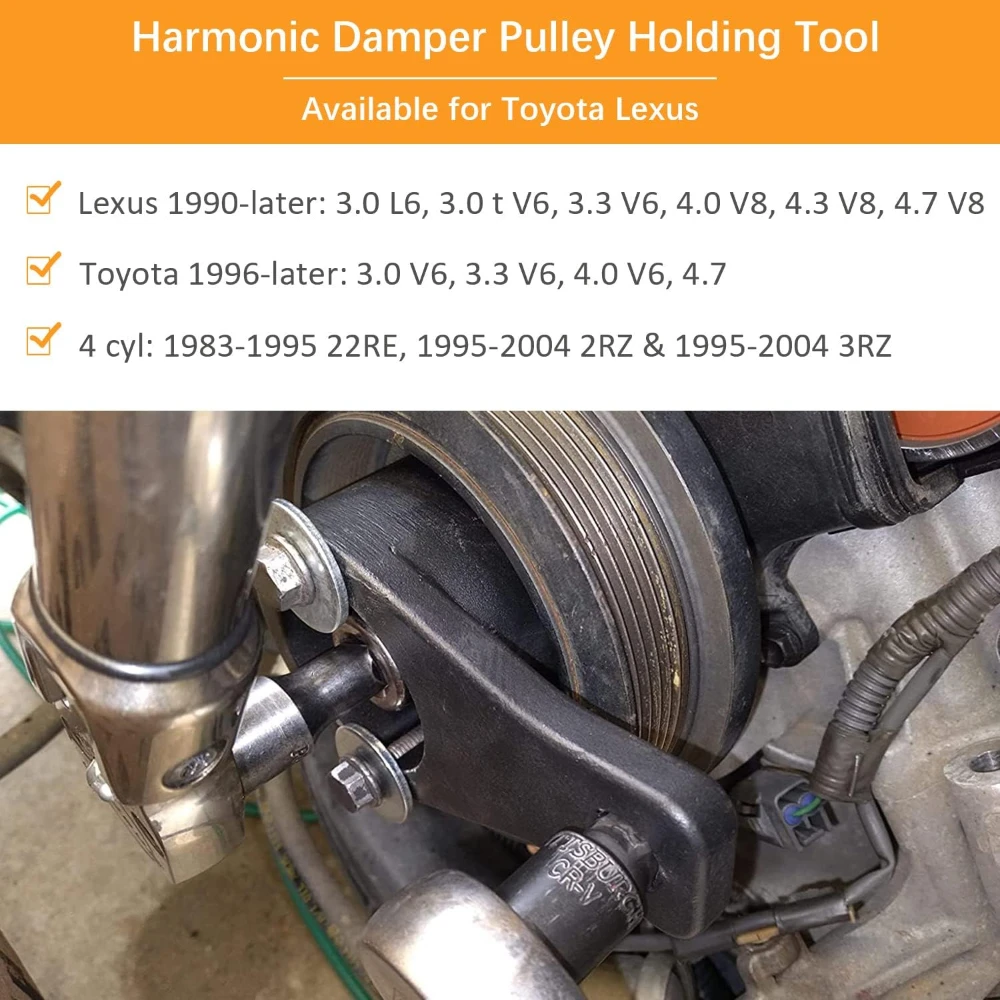 Harmonic Damper Pulley Holding Tool Crankshaft Crank Holder Removal Wrench Tool Fit for Toyota Lexus