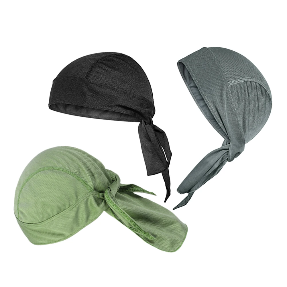 

3 Pcs Quick Dry Hat Turban Polyester Cooling Skull Cap Men Dew Rags Summer Beanie Liner Sweat Wicking Cycling Bandana Sun