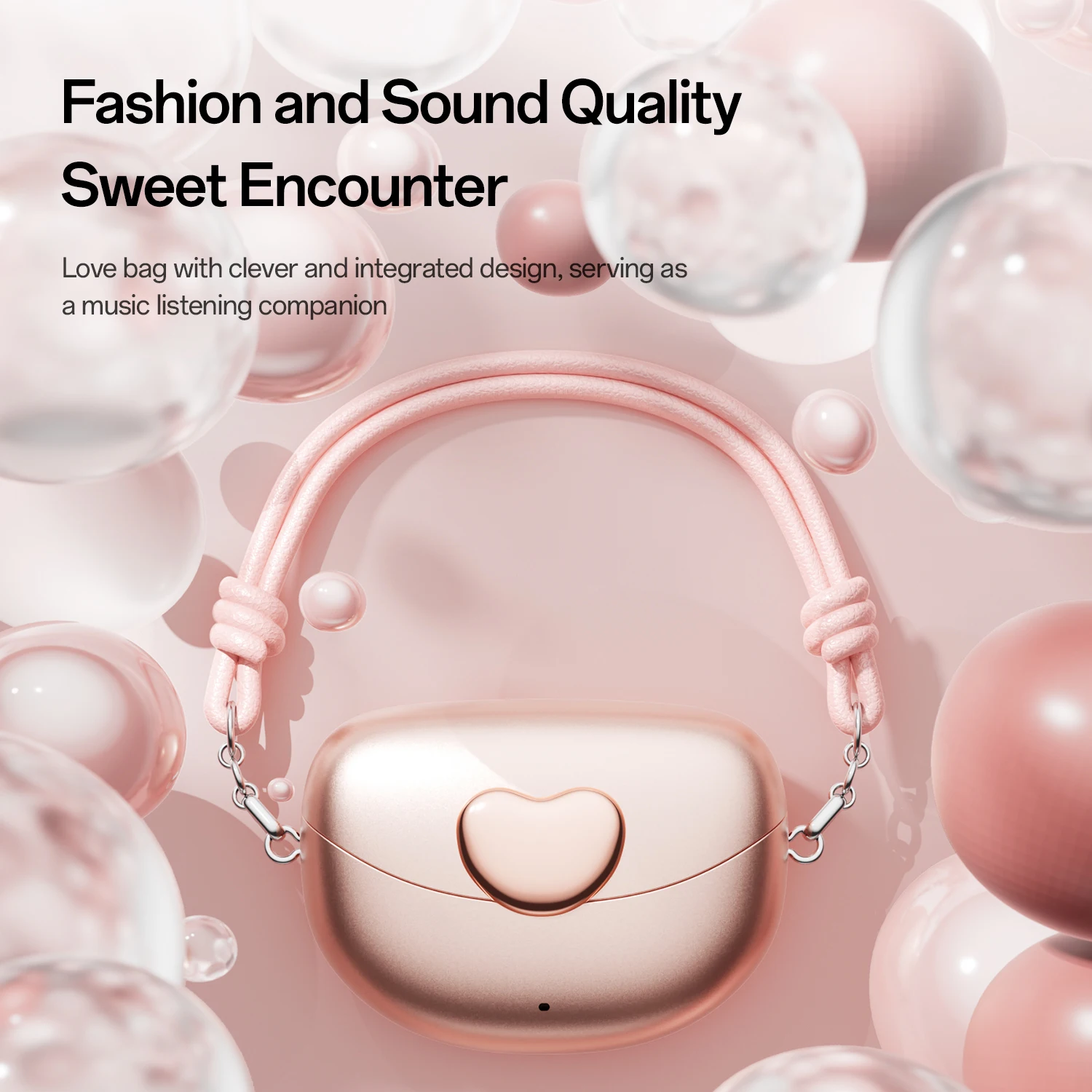 Auricolari wireless con clip alla moda con custodia di ricarica a forma di cuore Suono HiFi Auricolari Bluetooth6.0 IPX7 impermeabili con clip per l'orecchio