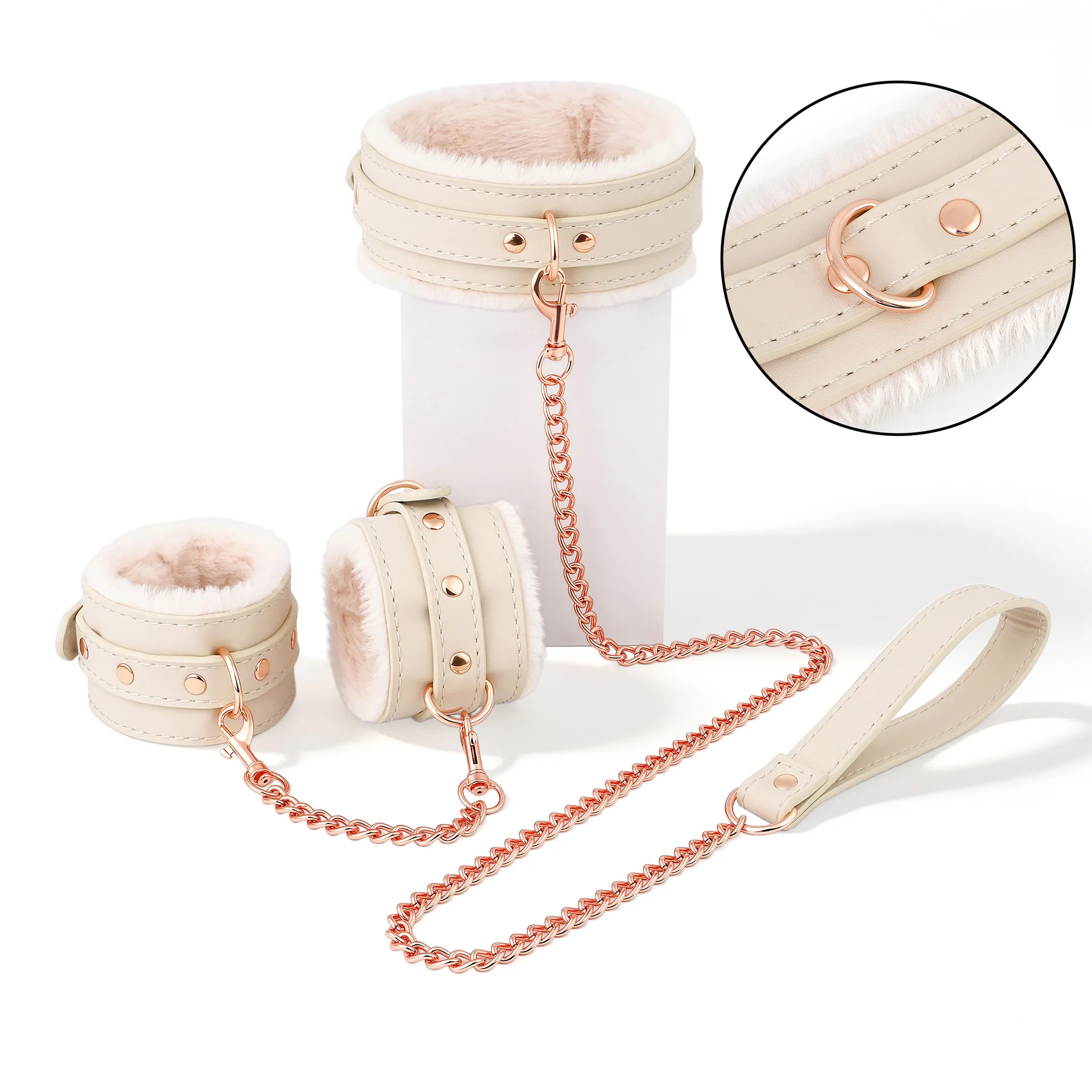White PU Leather Sex Handcuffs Ankle Cuffs And Collar Bdsm Bondage Set Sex Toys for Couples Womens Erotic Accessories Products