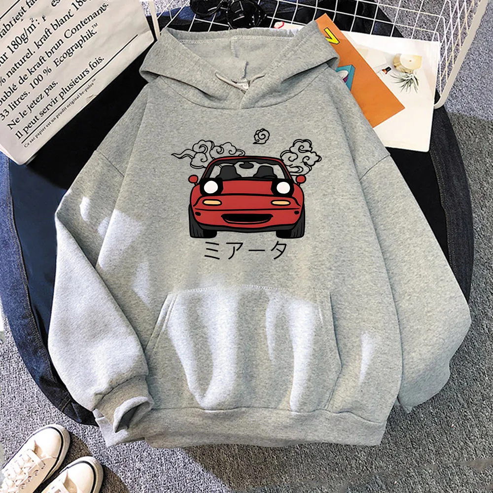 Harajuku Japanese Funny Cartoon Cars Graphic Printing Women Hoodies Fashion Casual Loose Oversize Men's Sweatshirts Unisex