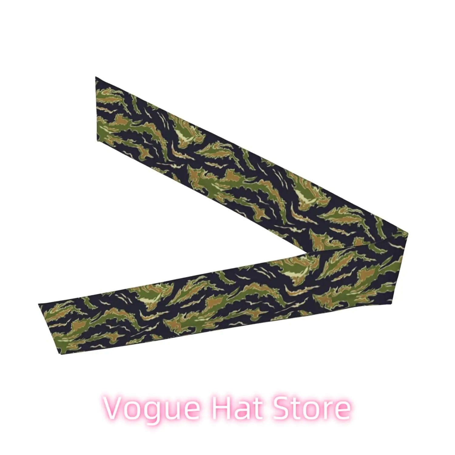 Diadema con lazo deportivo de camuflaje con raya de tigre de camuflaje verde militar para hombres y mujeres, diademas atléticas para el cabello Wr