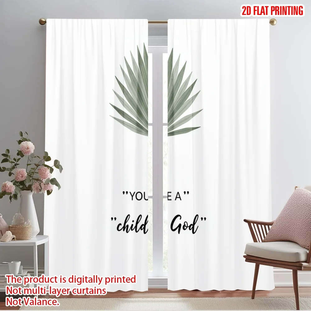 

2pcs 2D flat printing Party Curtains Palm Leaf Child God Polyester Without Electricity Party Decorations Perfect for Home Wall