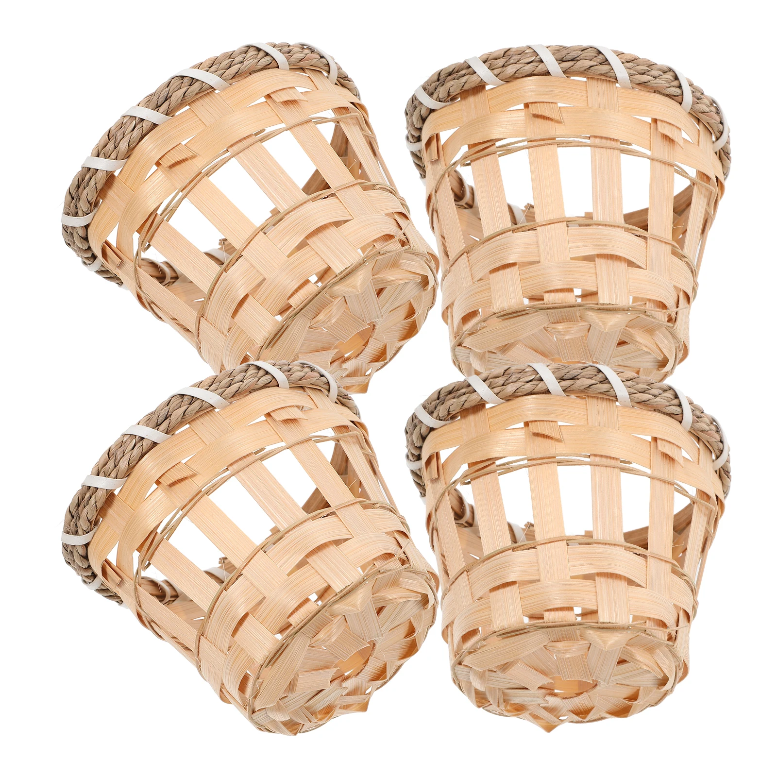 

4pcs Bamboo Lampshade Handwoven Mini Light Covers Table Decor Rustic Charm Exquisite Craftsmanship DIY Woven Shades Electronic