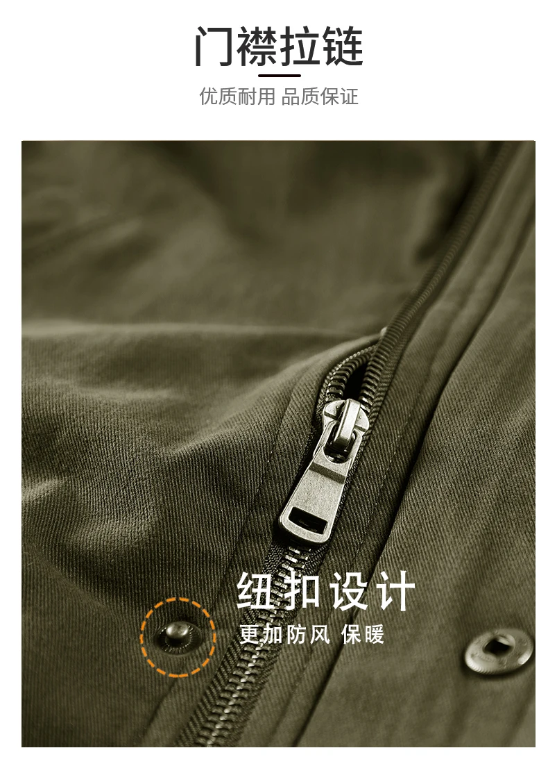 Middle Elderly Mens Pure Cotton Multi Pocket Workwear Jacket Mid Length Loose Windbreaker Spring Autumn Outdoor Windproof Daily