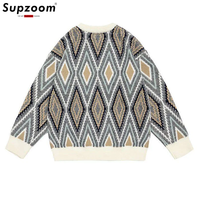Supzoom 2025 New Arrival Top Fashion Cotton Cardigan Male Pattern Jacquard Round-Neck long Sleeves Casual Sweater Men