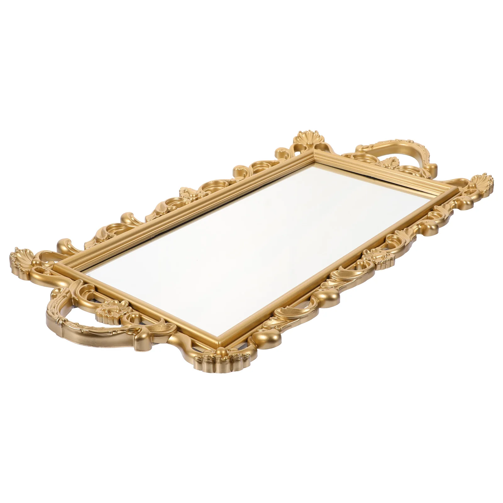 

Retro Mirror Tray Nordic Style Storage Tray Golden Resin Vanity Desk ganizer Jewelry Holder House Decor Smooth Surface Easy