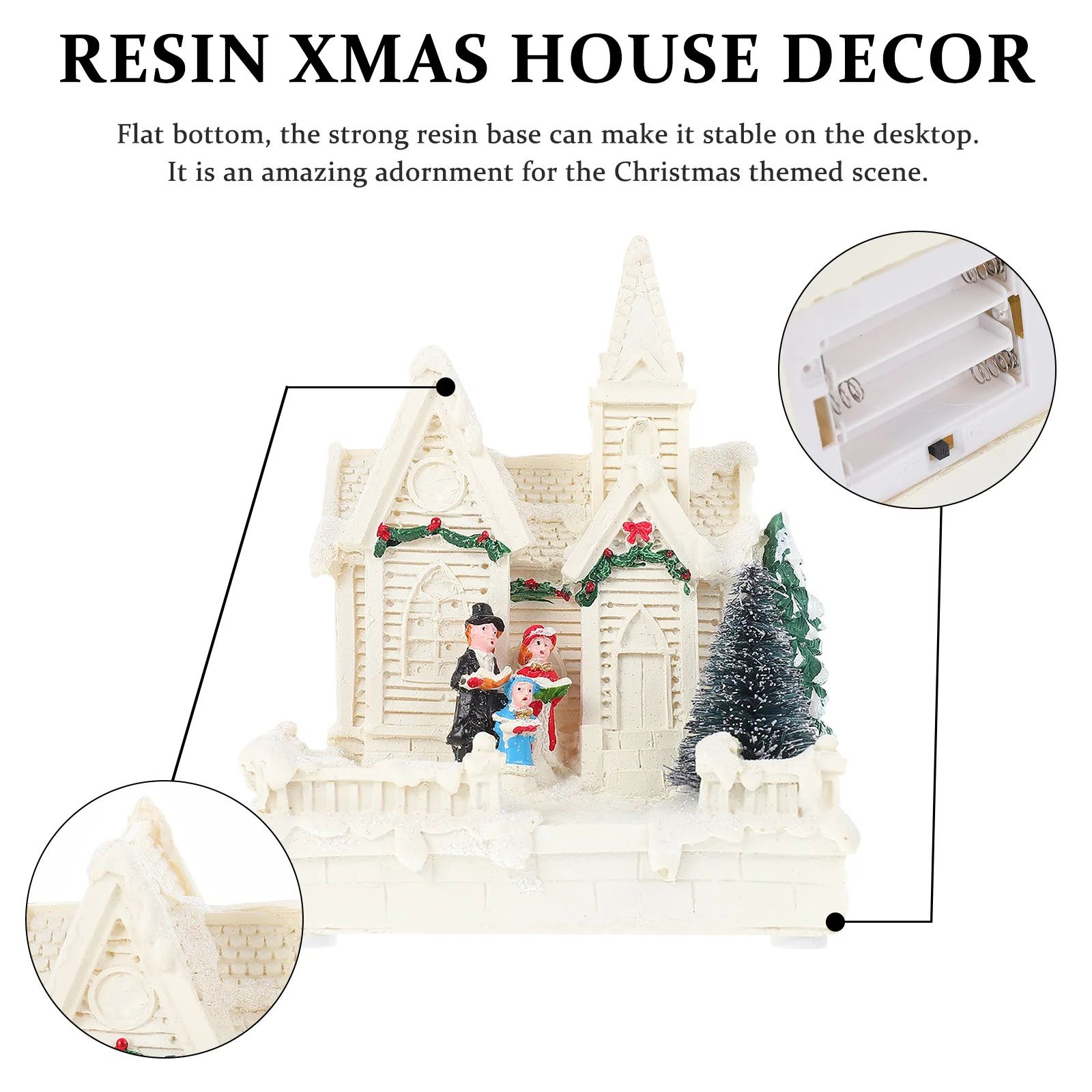 

1Pcs Christmas Resin Decor Luminous Glowing Xmas Desktop Ornament Resin Craft Festive Home Office Living Room Decoration
