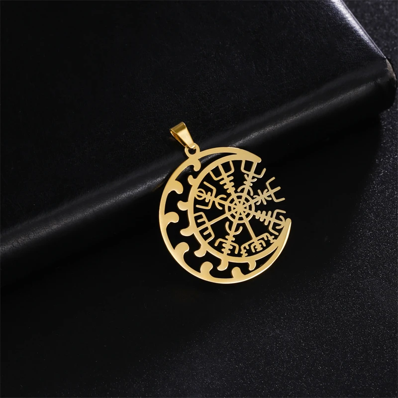 European Charms 5pcs/ Lot Stainless Steel Moon Snowflake Hollow Necklace  For Women Hot Fashion Vintage Trendy Pendant Jewelry image 3