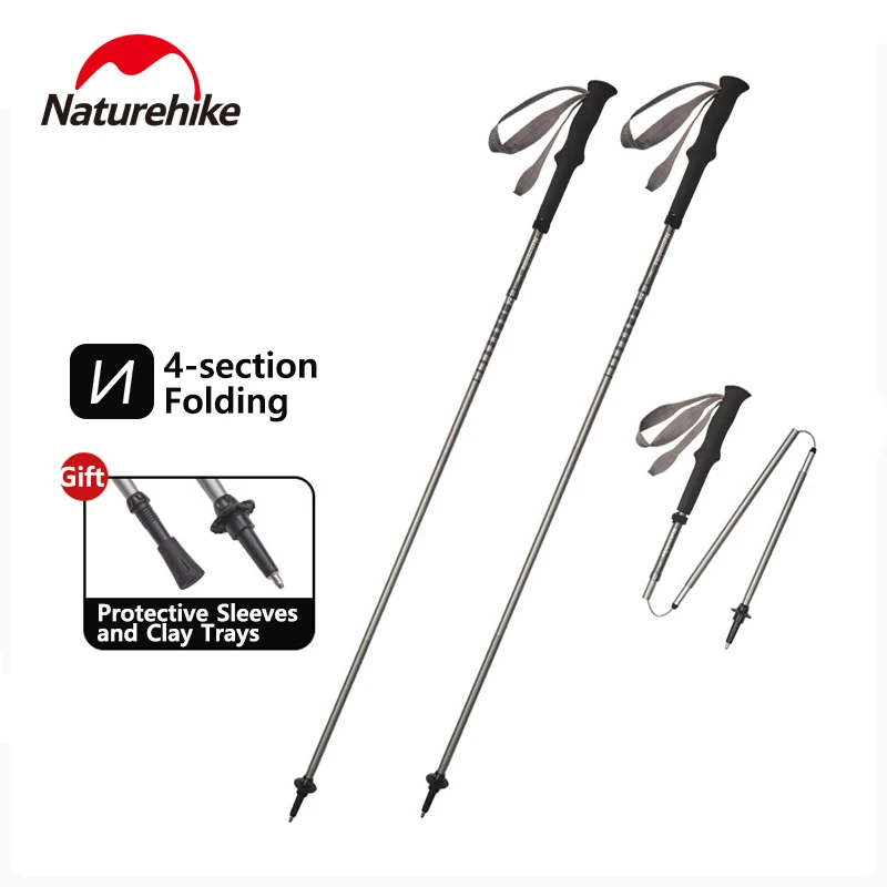 

Naturehike Lightwind-Pro альпинистские палки из алюминиевого сплава, 4-секционные складные треккинговые палки, сверхлегкие портативные трости