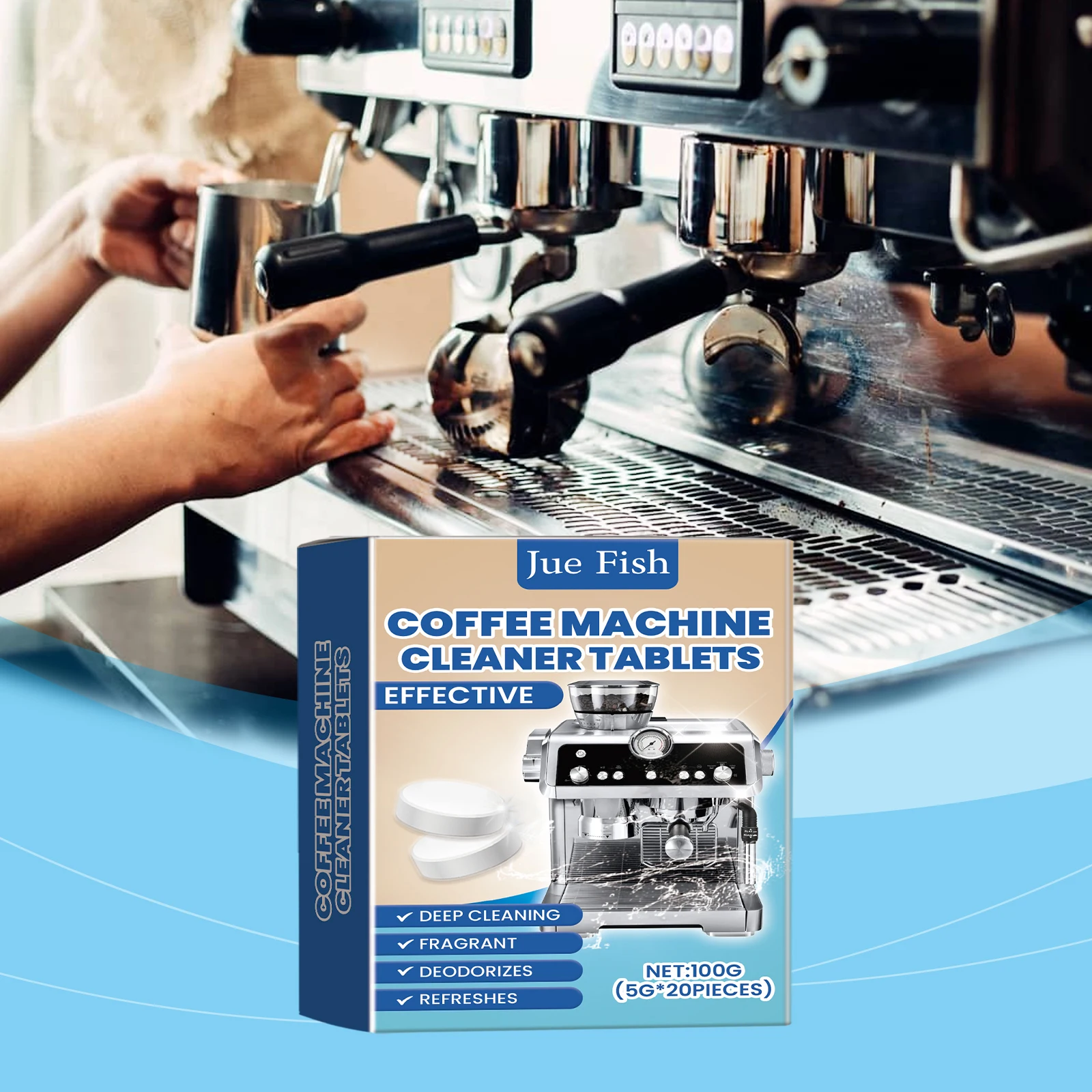 Brausetabletten zur Reinigung von Kaffeemaschinen – 2-in-1-Entkalkung und Reinigung, verlängert die Maschinenlebensdauer, geeignet für den privaten und gewerblichen Gebrauch