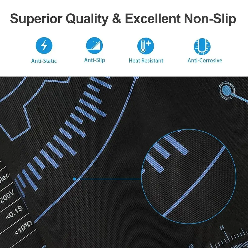 36x24 Inch Anti Static Rubber Mat Kit or ESD Sensitive Eic Device Repair, Soldering, PC Building, Assembly, Table Work, With Gro