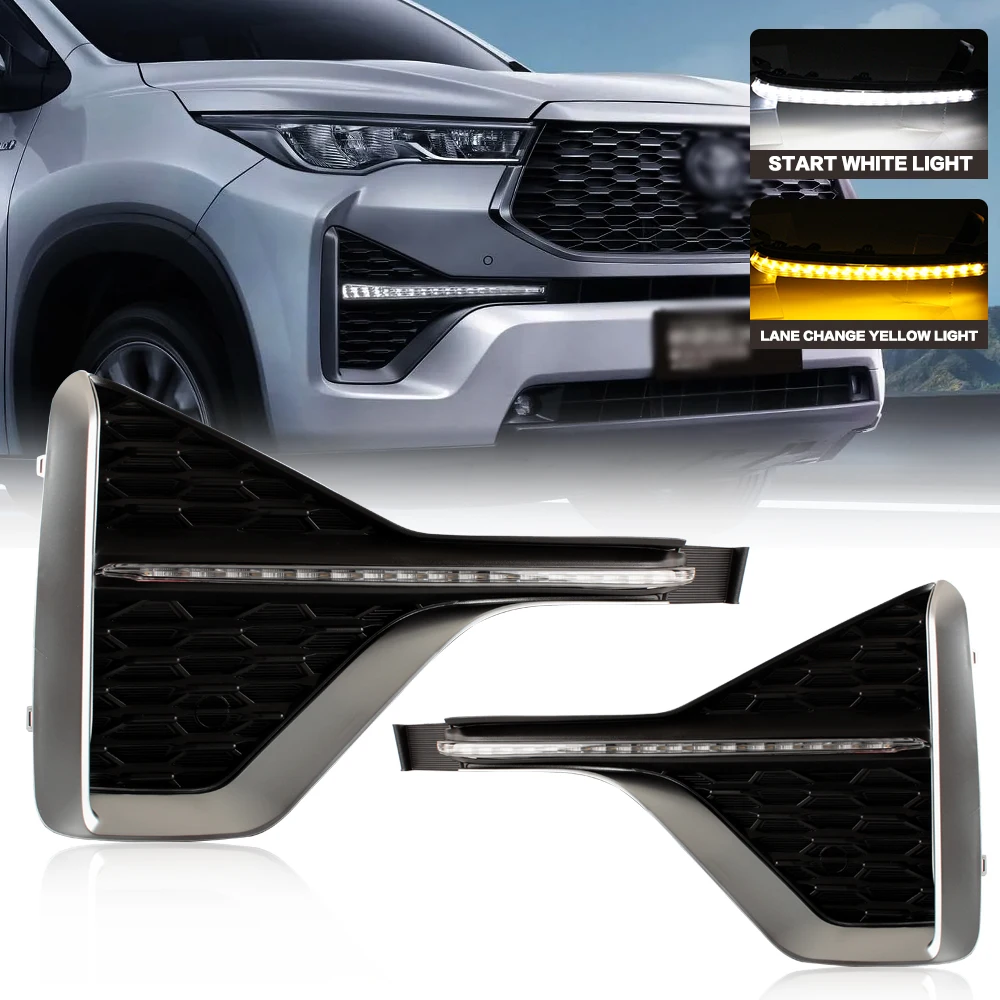 

LED DRL Daytime Running Lights, Fog Lights for Toyota Kijang Innova Zenix 2023-2024 Turn Signal Lamp Replacement
