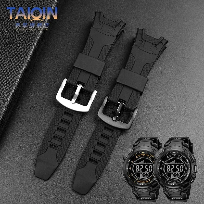 لـ Casio PROTREK PRG-110Y PRG-110C PRW-1300Y PRW-1500Y PRG-130Y سوار رياضي من الراتنج حزام ساعة سيليكون إكسسوارات 26 مم