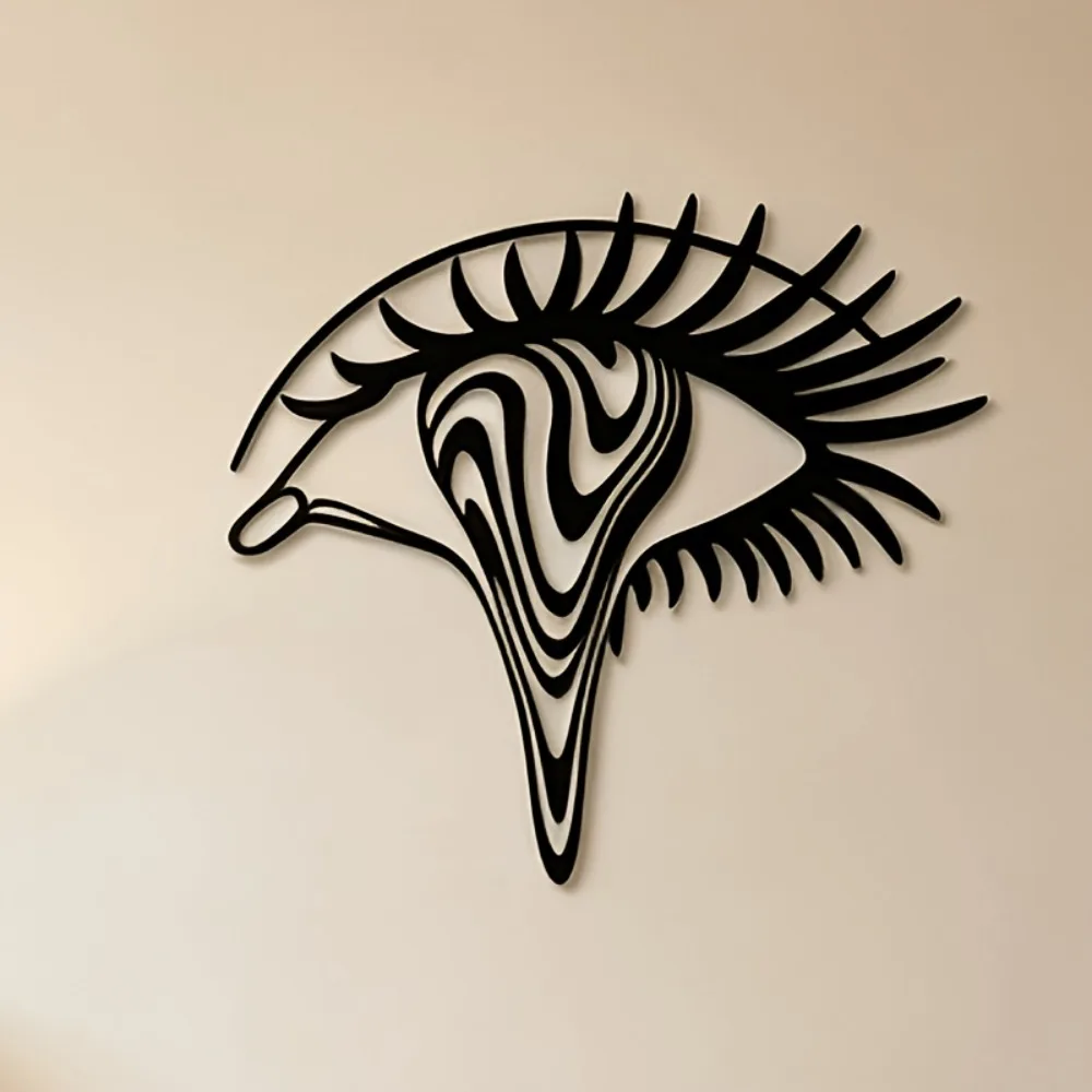 CIFBUY Iron Wall Art Psychedelic Eye Metal Home Decor Hanging Decor Exotic Modern Minimalist Black White Interior view 4
