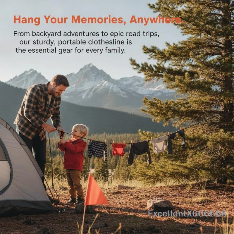 Portable Beaded Clothesline With Adjustable Fixing Beads Compact Foldable For Outdoor Camping Travel Hiking RV Trip