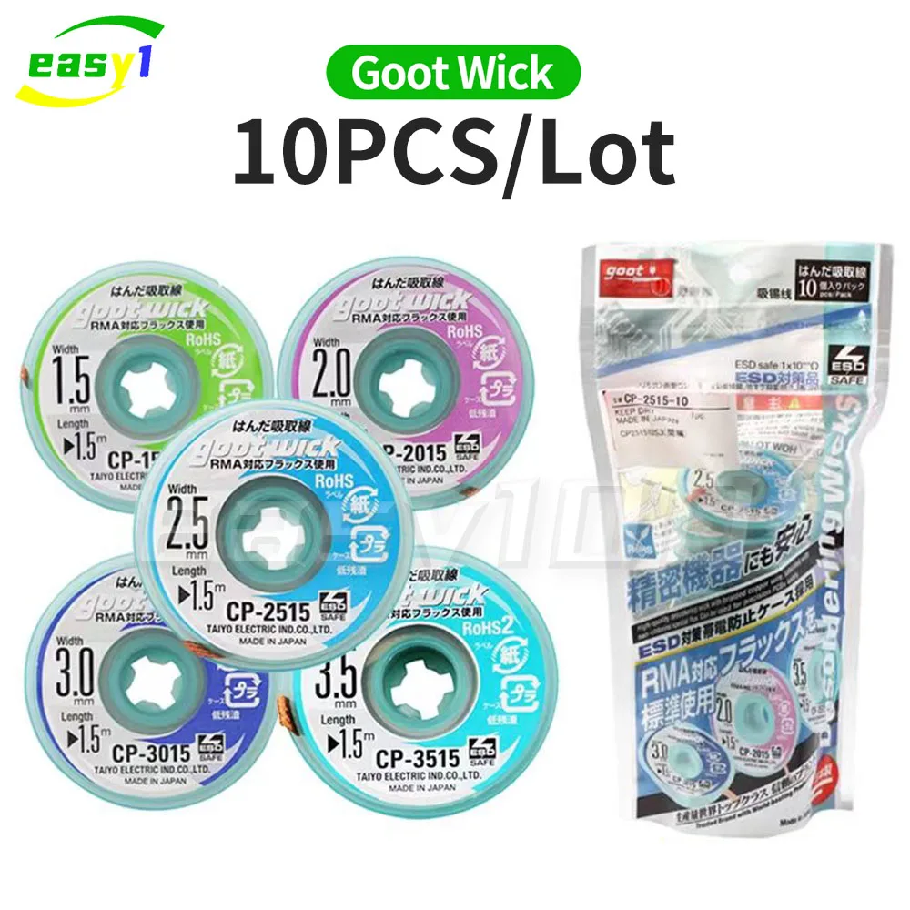 Oryginalny knot lutowniczy Goot Wick Pleciony drut miedziany Rozlutownica BGA Usuwacz lutownicy cyny CP1515/CP2015/CP2515/CP3515