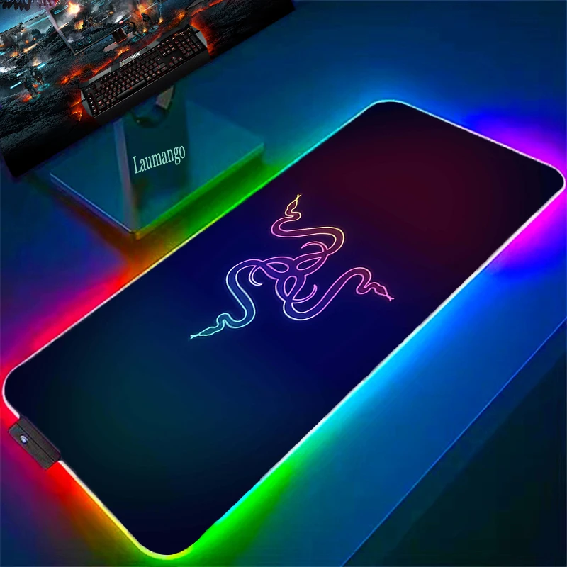 

RGB Mouse Pad RAZER Pc Gamer Cabinet Desk Mat Speed Large Keyboard Xxl Carpet Gaming Accessories Luminous Mousepad Backlight Rug