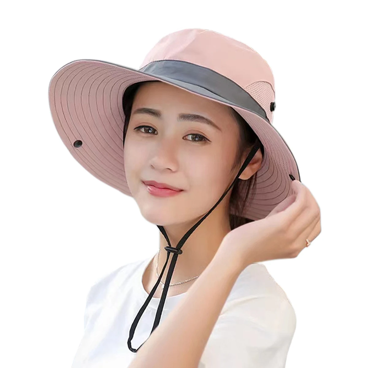 Women Large Brim With Leaking Ponytail Quick Drying Bucket Hats Fishermen Caps Outdoor Casual Cap Women Sunscreen Hat