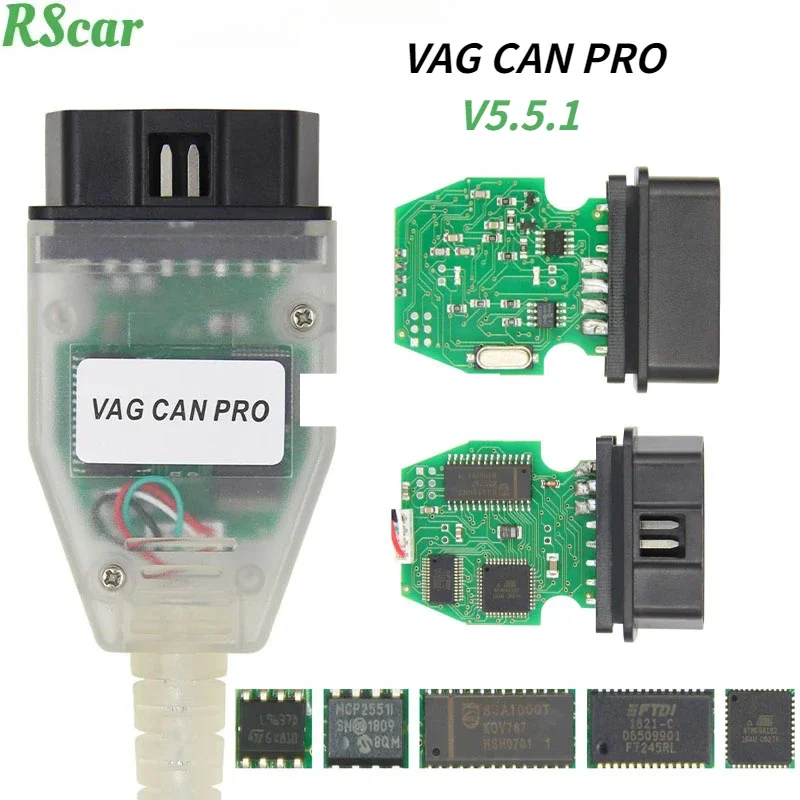 

New VCP VAG Can Pro 5.5.1 USB Dongle OBD OBD2 for VW/Audi Car Diagnostic Cable VCP Auto Scanner Tool for CAN BUS+UDS+ K-line