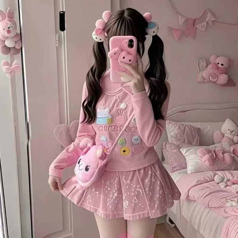 Rilakkuma Japanese beauty girl cute crossbody bag makeup bag collar wallet cute daughter clothing accessories pink - view 5
