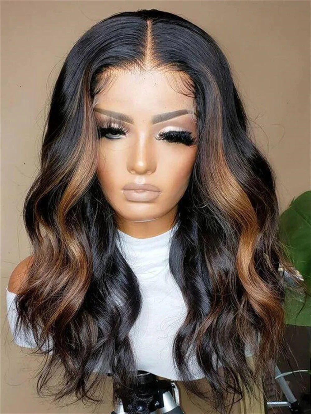 

Soft 26Inch Highlight Brown Long Wave 5x5 Silk Base Jewish Human Hair Wig With Baby Hair HD Lace European Hair Preplucked Daily