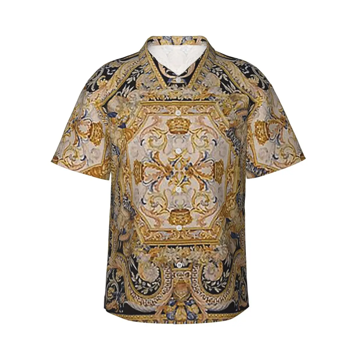Baroque Madness Men's Shirts Hawaiian Short Sleeve Shirt Casual Lapel Tops for Summer Beach
