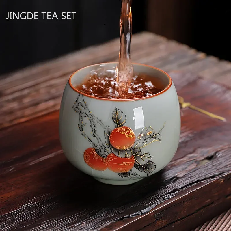 1pcs Tea Accessories Kiln Restoring Ancient Ways Master Cup Celadon Teacup Porcelain Chinese Kungfu Teacup  Chinese Cup