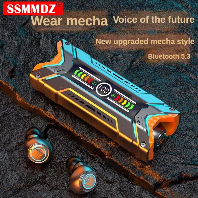 New Upgrades M48 Mecha Wireless Headset Bluetooth 5.3 Binaural Gaming Headphone Touch Control Mini Earphone for All CellPhones