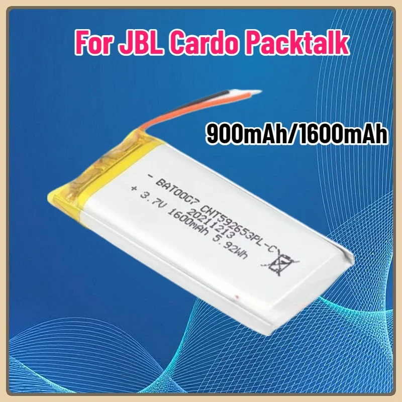 900mAh/1600mAh Battery Suitable for JBL Cardo Packtalk Bluetooth Headset Helmet Accumulator 2-wire