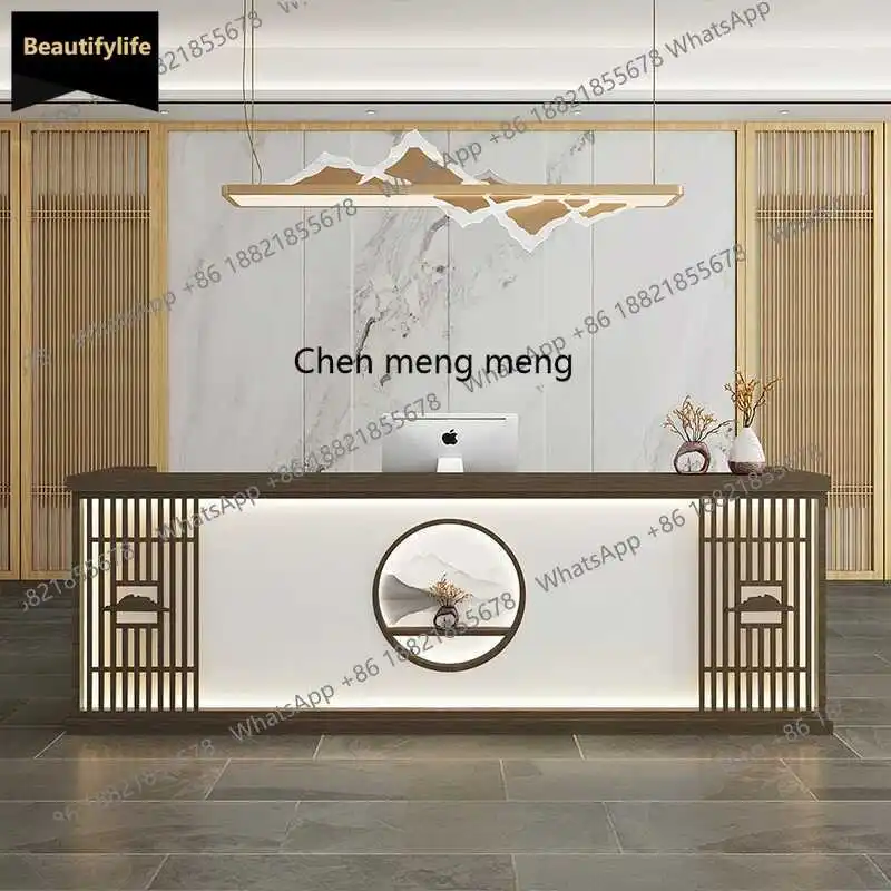 

A139 Chinese Hotel Bar Hotel Front Desk B & B Caier Foot Bath Shop checkout page Health center Solid wood reception desk