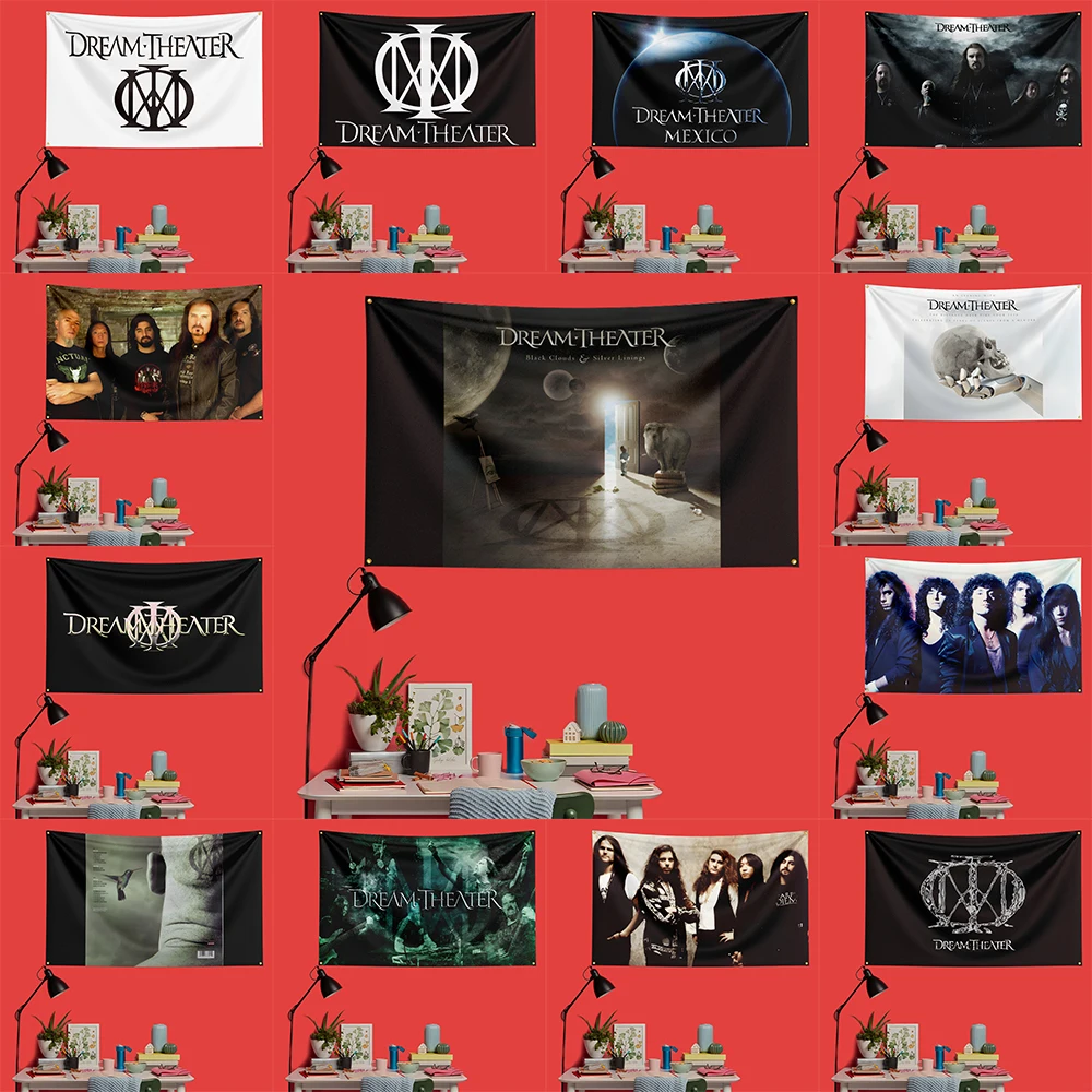 

Dream Theater Inspired Rock Music Flag 3x5 FT 90x150cm Polyester Decorative Banner Tapestry For Music Fans Bedroom Wall Decorati