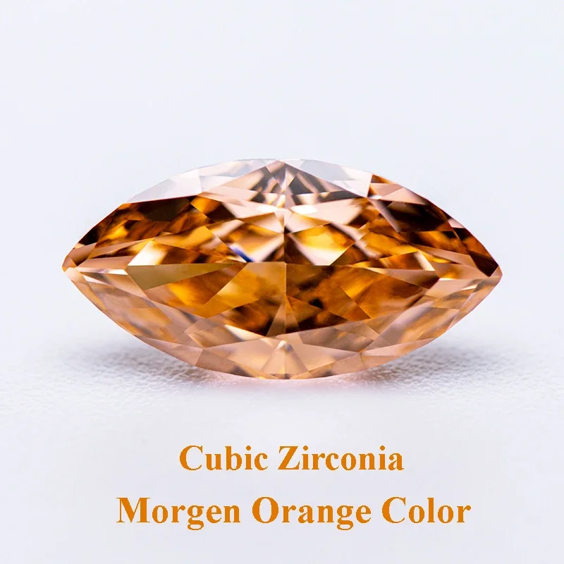 Cubic Zirconia Crushed Ice Cut Morgen Orange Color Marquise Shape Charms Beads for Diy Jewelry Making Materials No Certificate