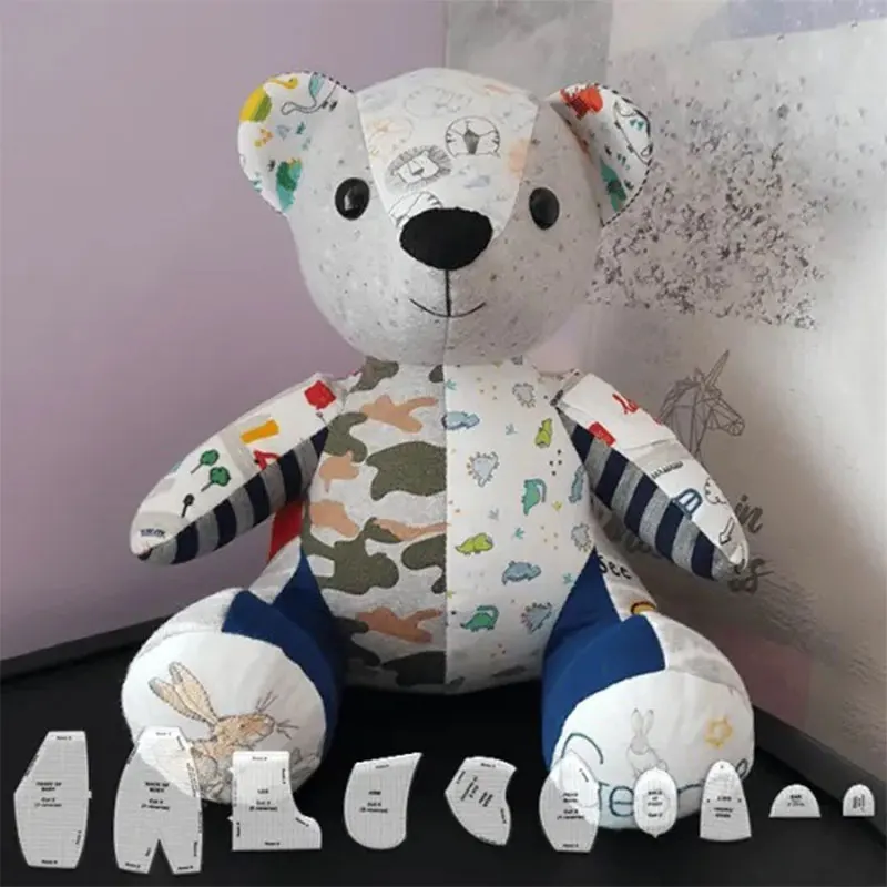 YOMDID Memory Bears modello di cucito per principianti Patchwork righello giocattoli per bambini fai da te modello acrilico animale farcito con istruzioni