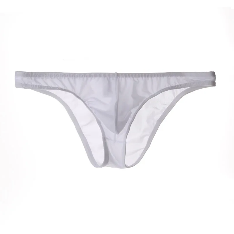 Men\'s Underwear Ice Silk Transparent Panties Low Waist Narrow Edge Thin Breathable Briefs Summer Quick-Drying Bikini Underpants