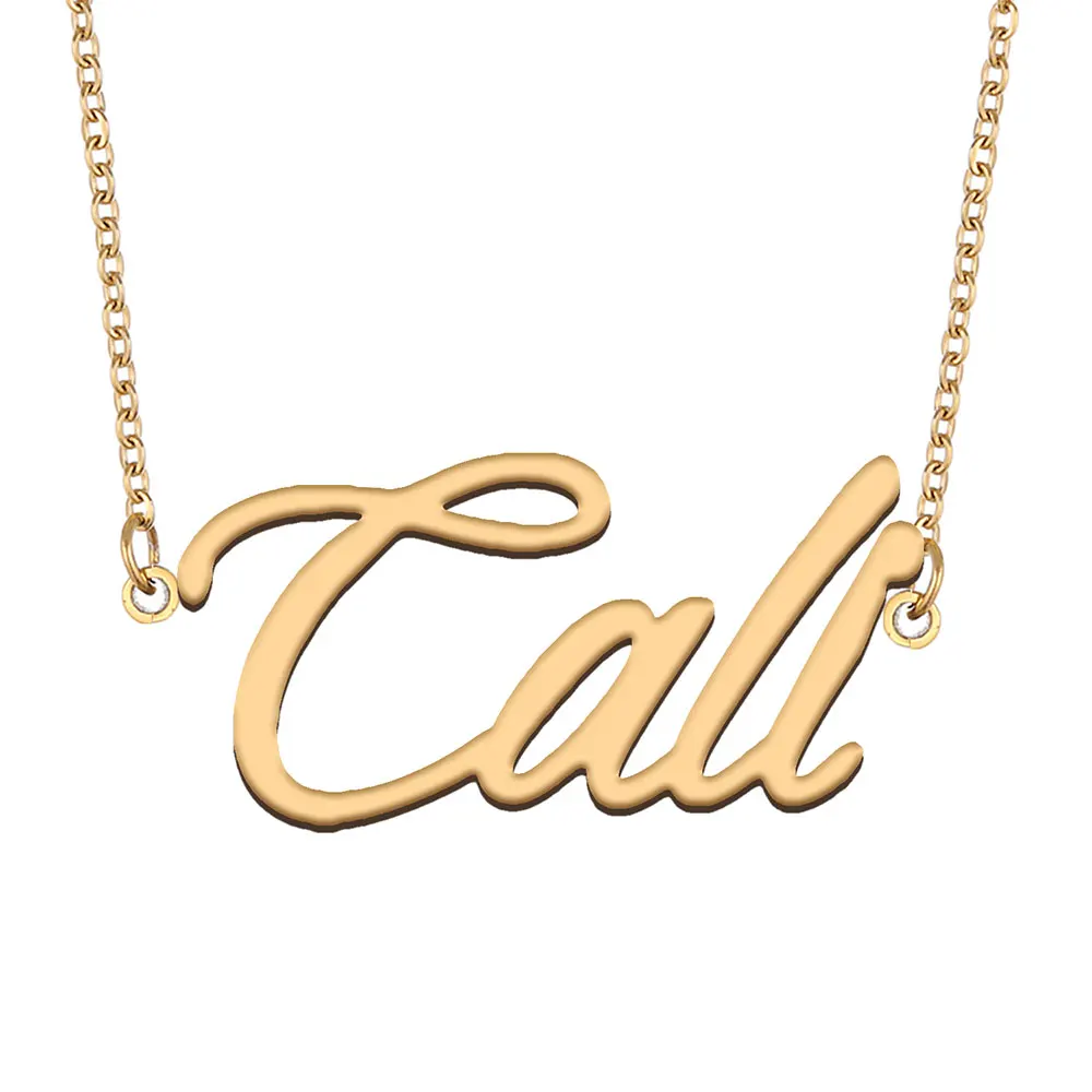 

Cali Name Necklace for Women Stainless Steel Jewelry Gold Color Nameplate Pendants Collares Para Mujer Letters Choker