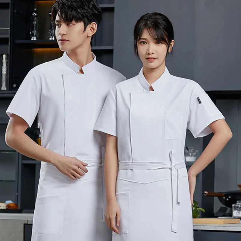 夏用シェフユニフォーム-ホテルキッチンレストラン洋食レストラン半袖シェフ＆ベイカーワークウェア男性用