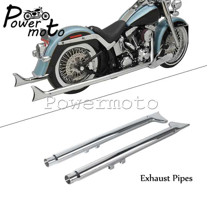 Fishtail Exhaust Slip On Mufflers For Harley Softail Night Train EFI FXSTBI 2007-2009 Chrome Dual Exit Easy Install Exhaust Pipe