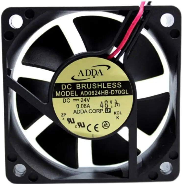 ADDA AD0624HB-D70GL DC 24V 0.08A 60x60x15mm 2-Wire Server Cooling Fan