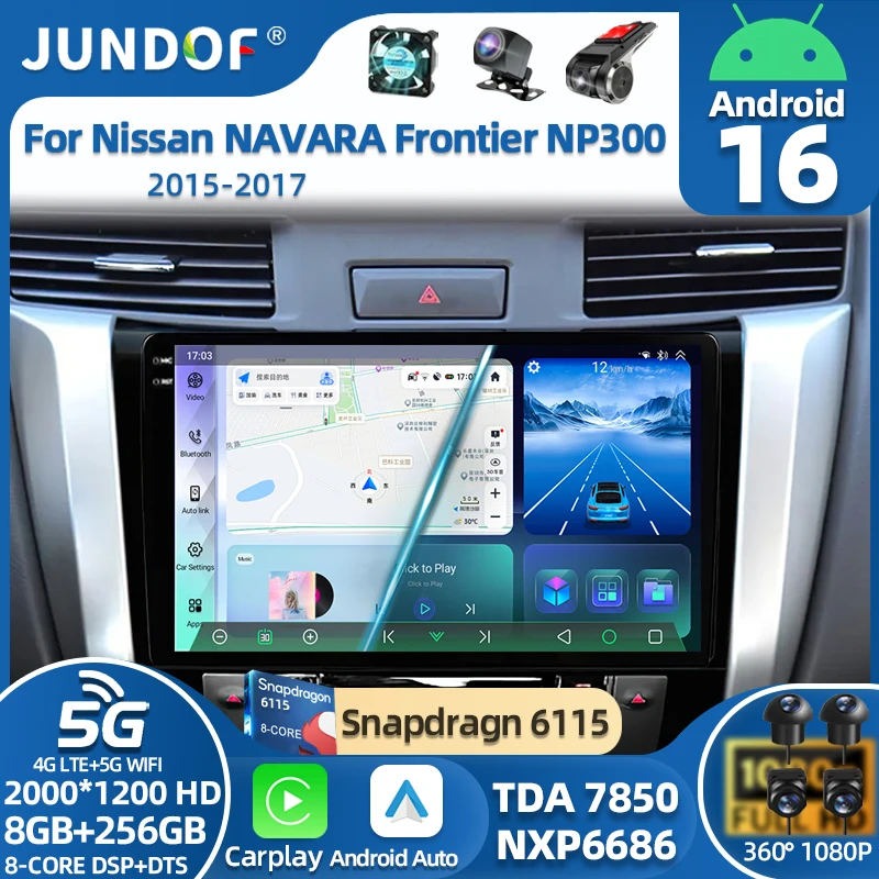 

Android 16 Auto For Nissan NAVARA Frontier NP300 2015 - 2024 Car Radio Multimedia Video Player BT GPS Navigation carplay 5G