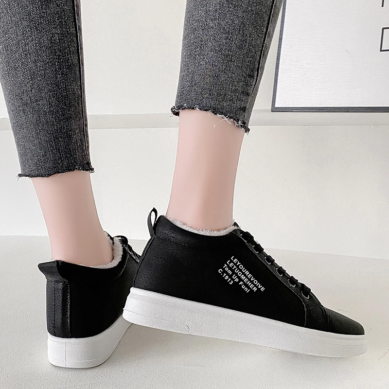 New Women\'s Shoes Winter Women Shoes Warm Fur Plush Lady Casual Shoe Lace Up Platform Shoes Fashion Sneakers Zapatos De Mujer