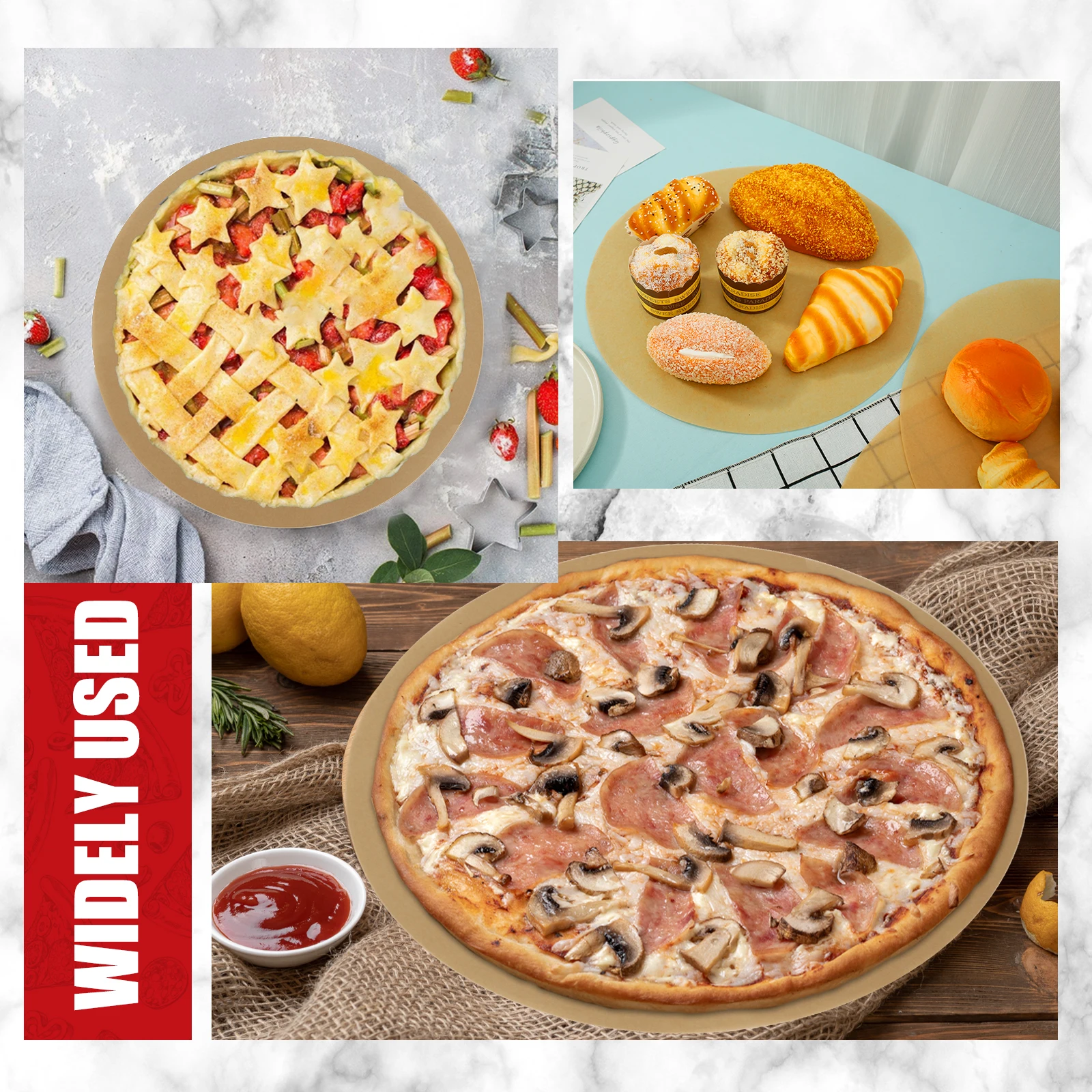 กระดาษ Parchment รอบ 14 นิ้วกระดาษ Parchment พิซซ่าน้ํามันกระดาษ Parchment แผ่นอบเบเกอรี่ Parchment วงกลมสําหรับเบเกอรี่